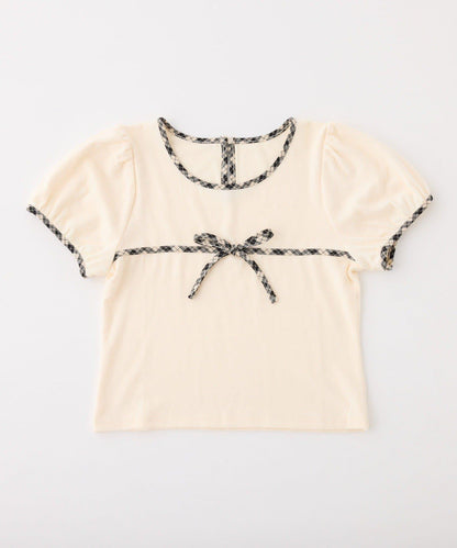 【one after another】拼色蝴蝶結T恤