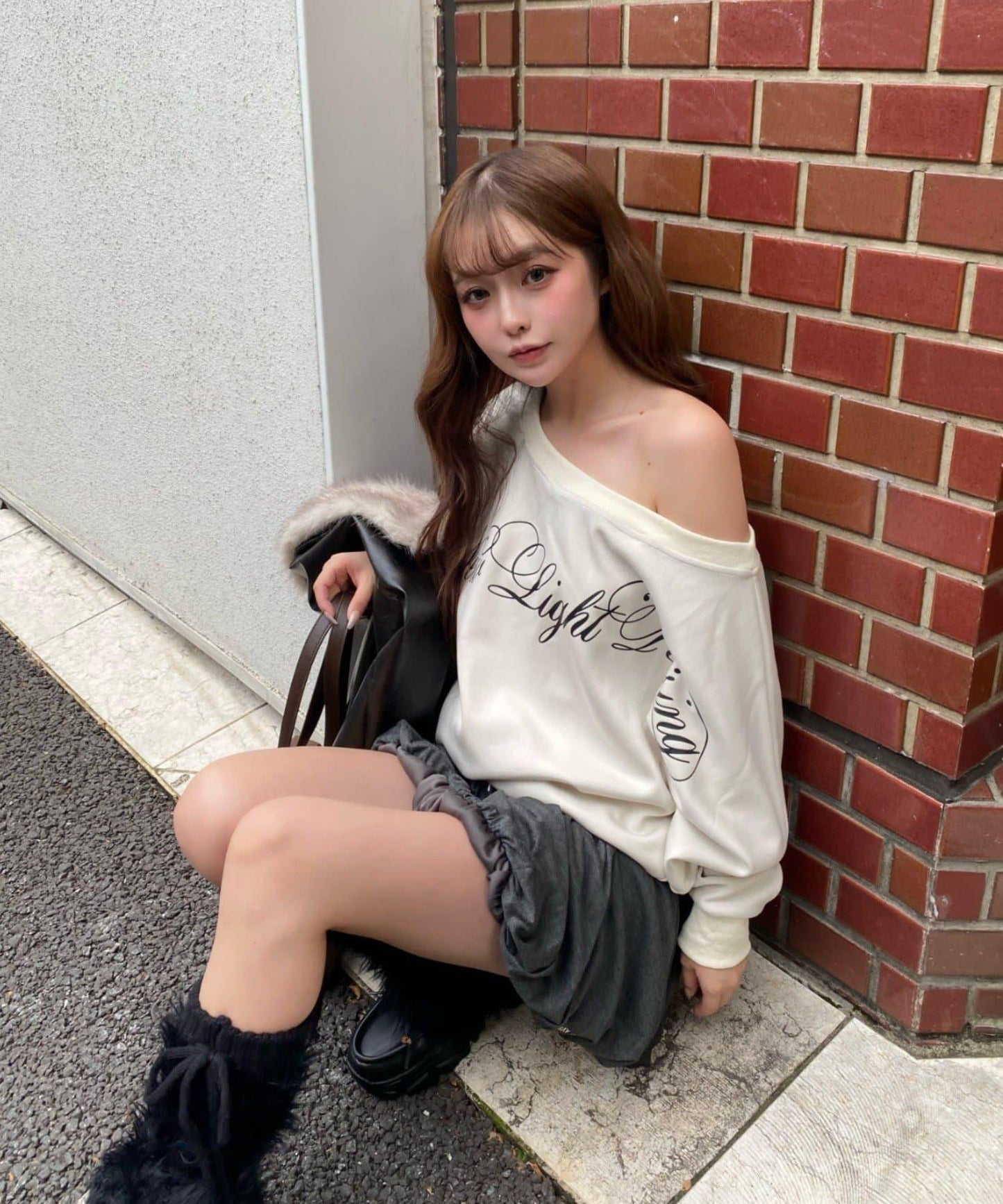 剪裁氣球袖迷你裙褲