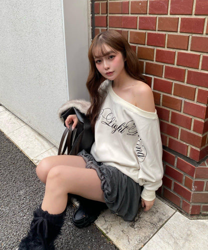 剪裁氣球袖迷你裙褲