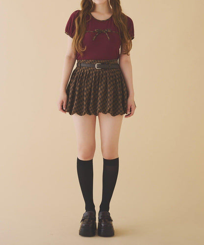 【one after another】拼色蝴蝶結T恤