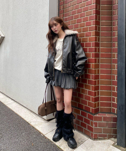 剪裁氣球袖迷你裙褲