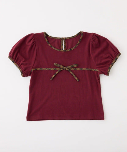 【one after another】拼色蝴蝶結T恤