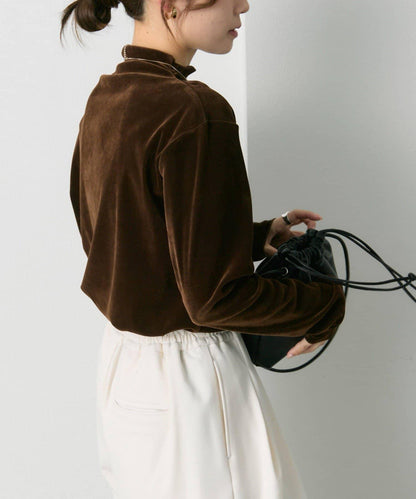 【/復刻】尼龍網紗天鵝絨高領上衣