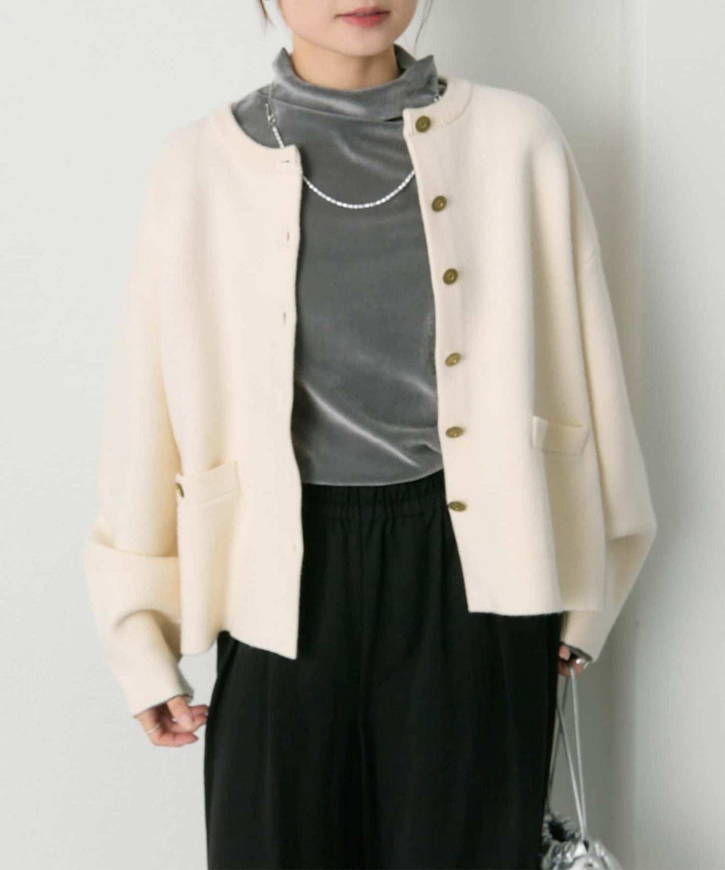 【/復刻】尼龍網紗天鵝絨高領上衣