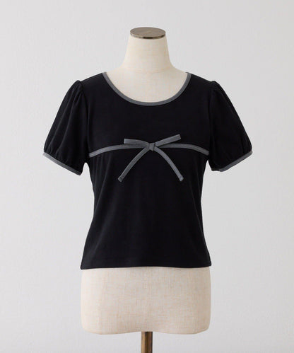 【one after another】拼色蝴蝶結T恤