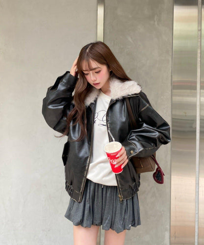 剪裁氣球袖迷你裙褲