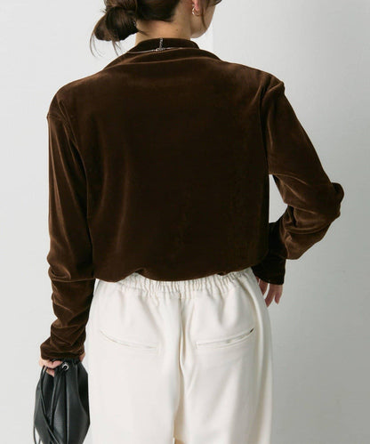 【/復刻】尼龍網紗天鵝絨高領上衣