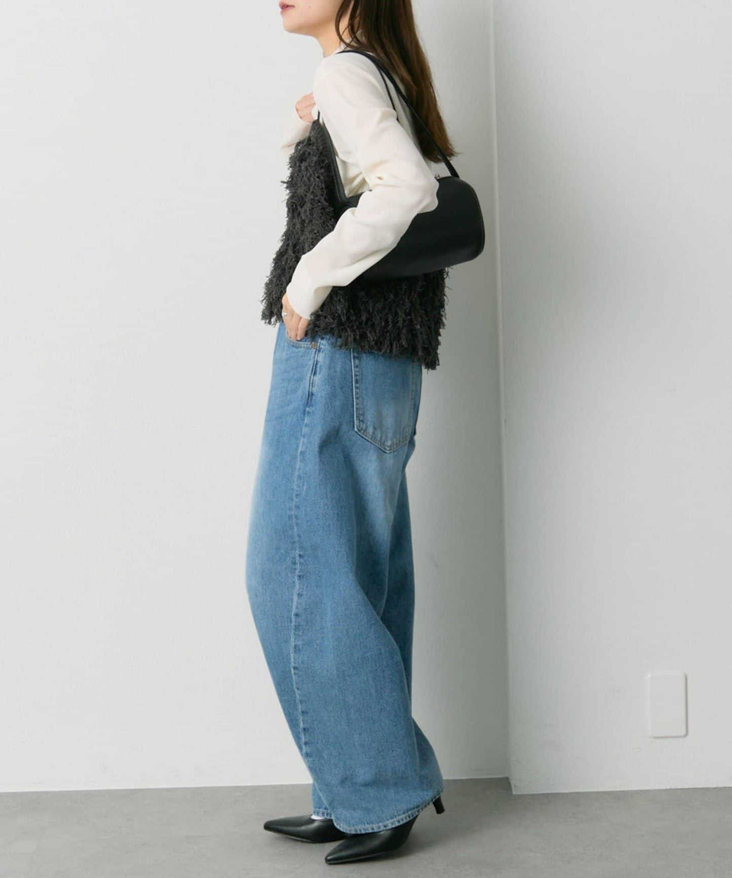 【/復刻】尼龍網紗天鵝絨高領上衣