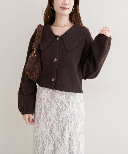 大翻領短款針織衫