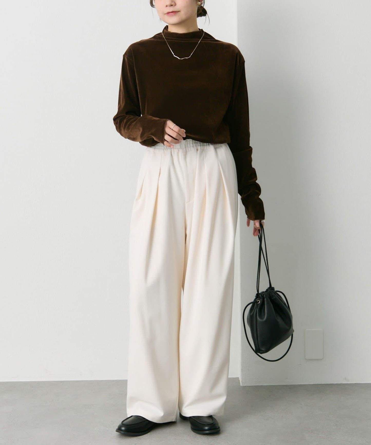 【/復刻】尼龍網紗天鵝絨高領上衣