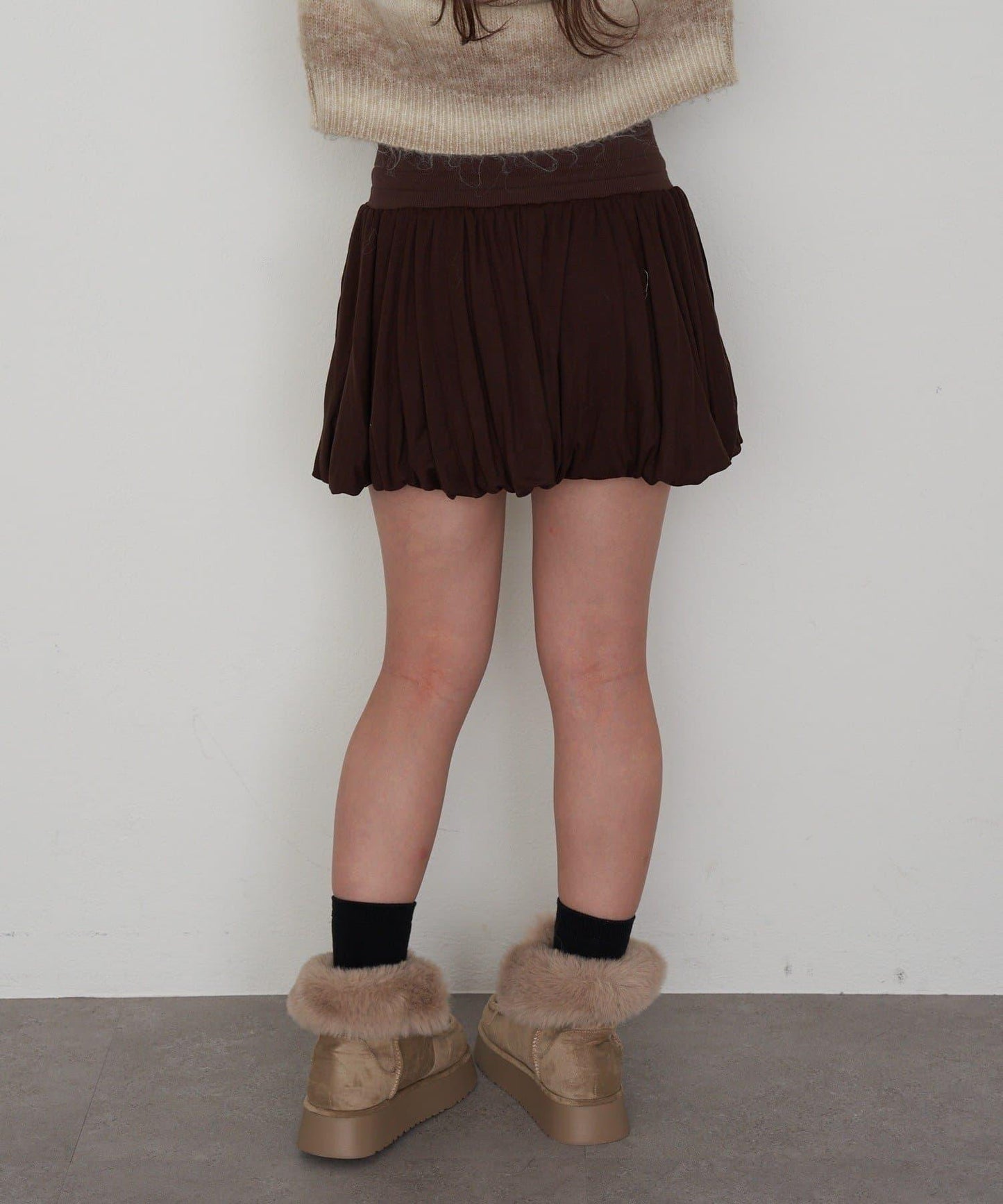 剪裁氣球袖迷你裙褲