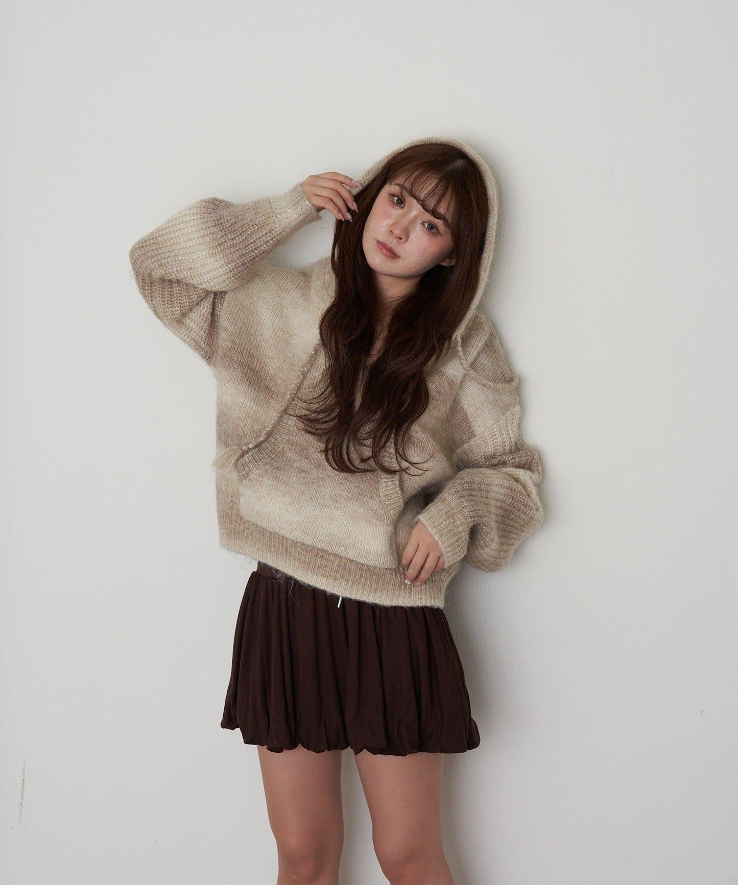 剪裁氣球袖迷你裙褲