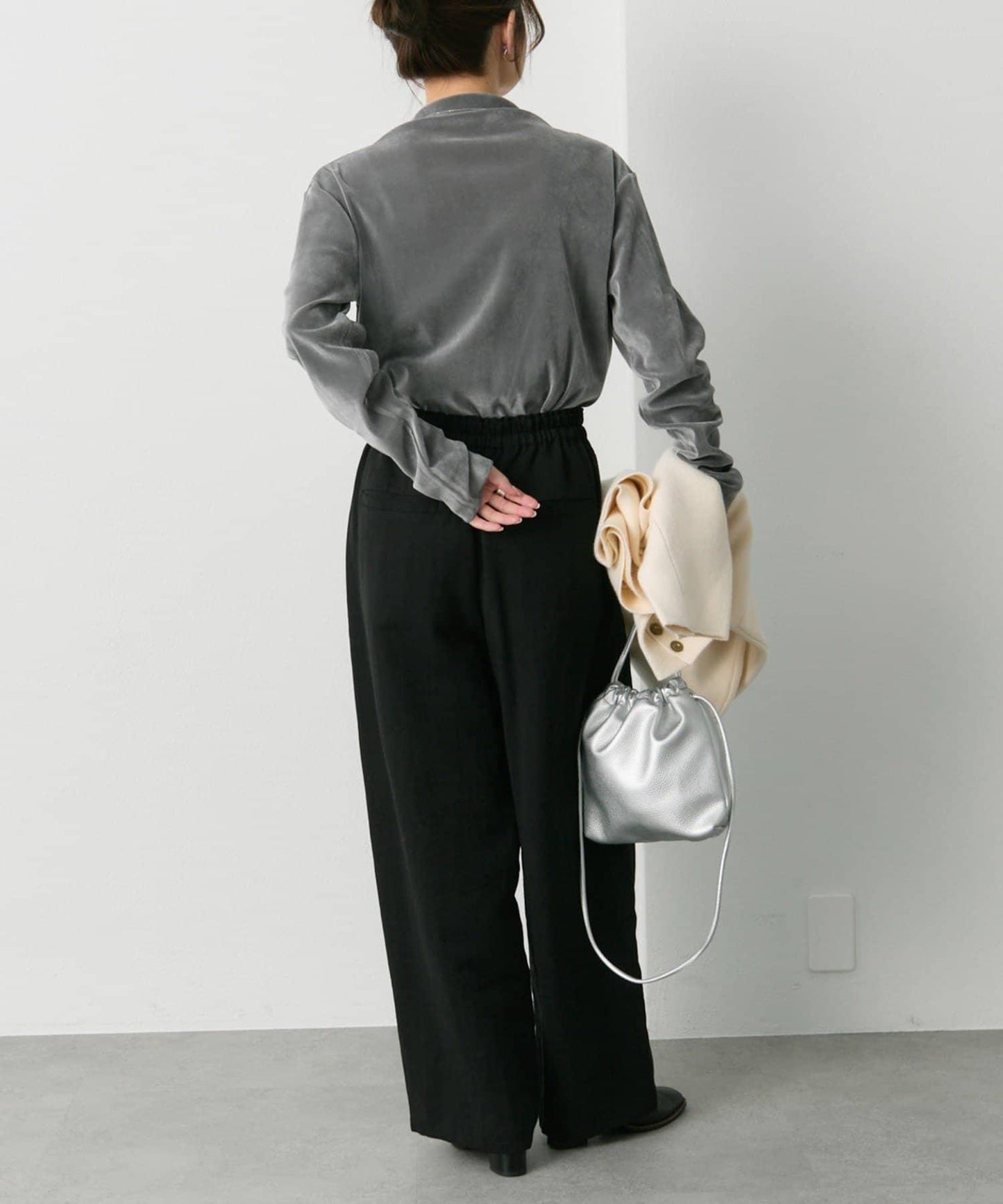 【/復刻】尼龍網紗天鵝絨高領上衣