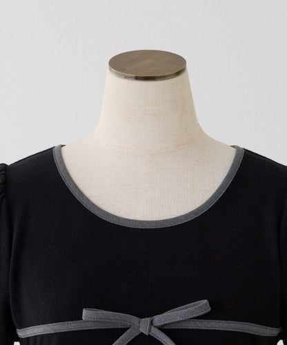 【one after another】拼色蝴蝶結T恤