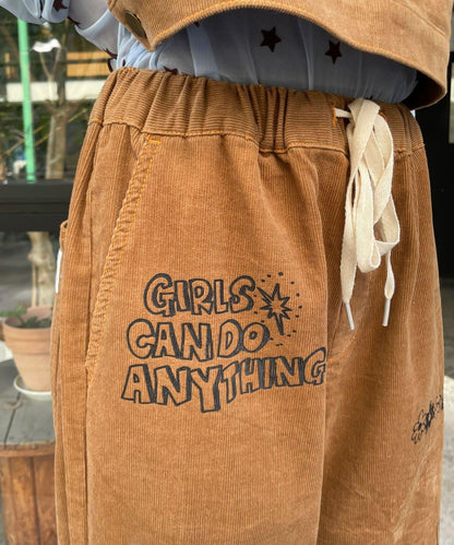 【HELLO.SANFRANCISCO/ハローサンフランシスコ】多穿法塗鴉燈芯絨拼色縫線揹帶褲