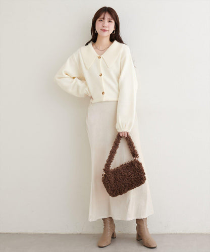 大翻領短款針織衫