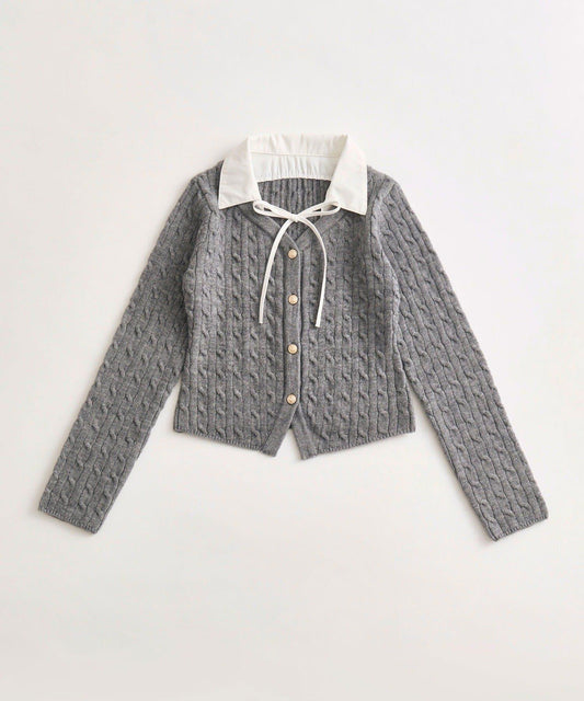 金色紐扣疊穿針織衫