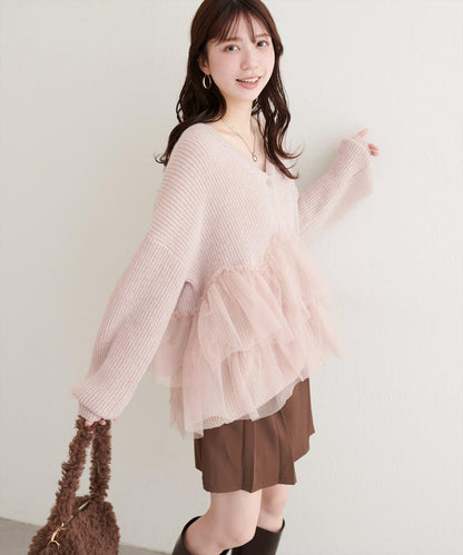 網紗疊層開衫