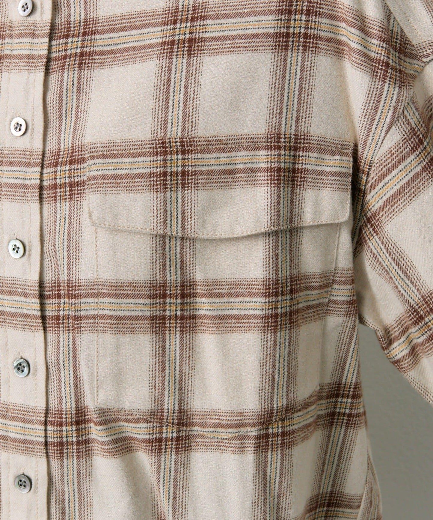 雙口袋磨毛格子襯衫