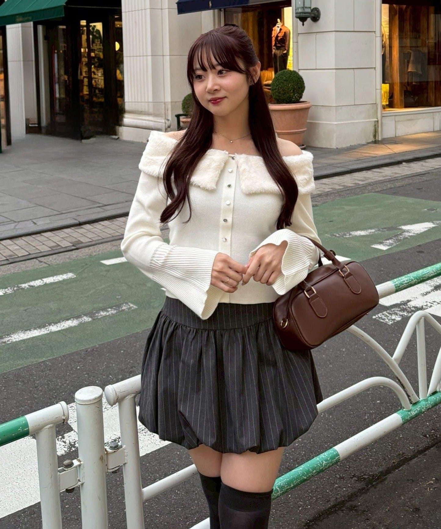 仿皮草翻領開衫