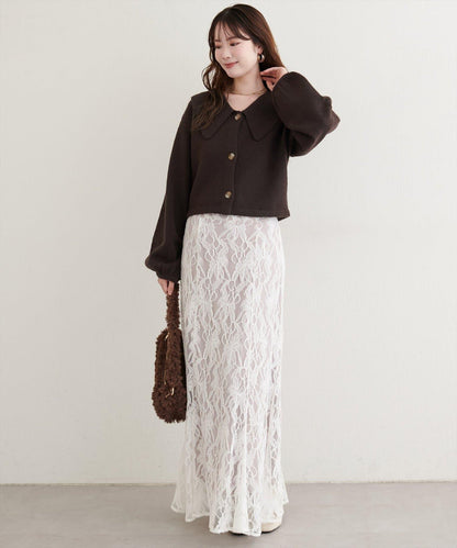 大翻領短款針織衫