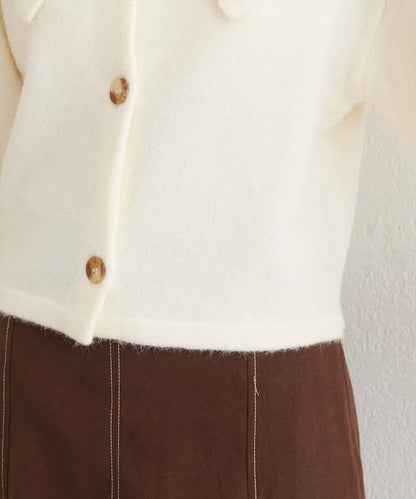 大翻領短款針織衫