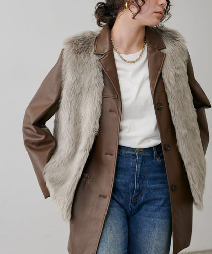 【LARUTA】長款仿皮草馬甲
