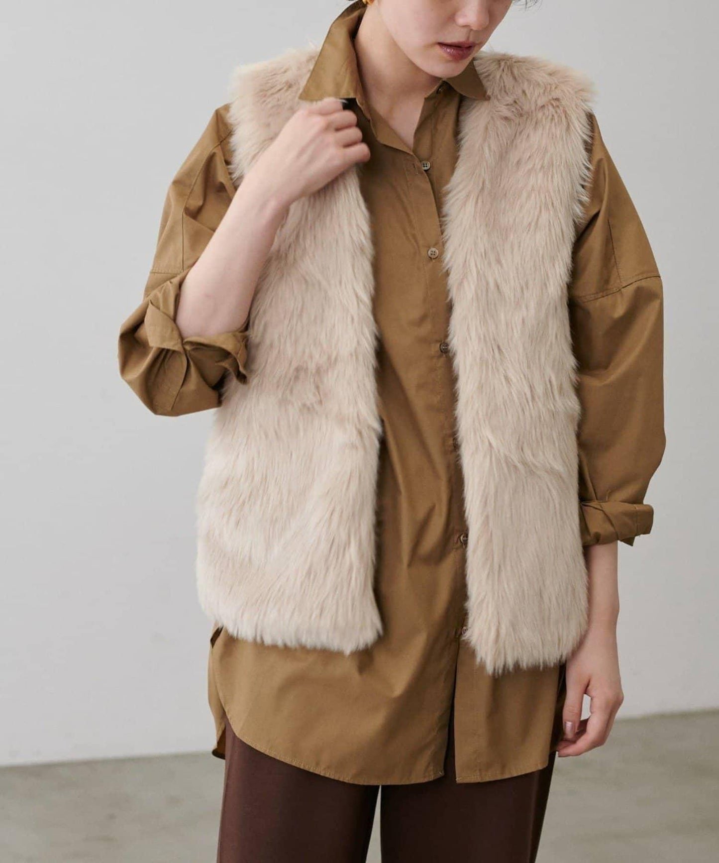 【LARUTA】長款仿皮草馬甲