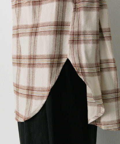 雙口袋磨毛格子襯衫