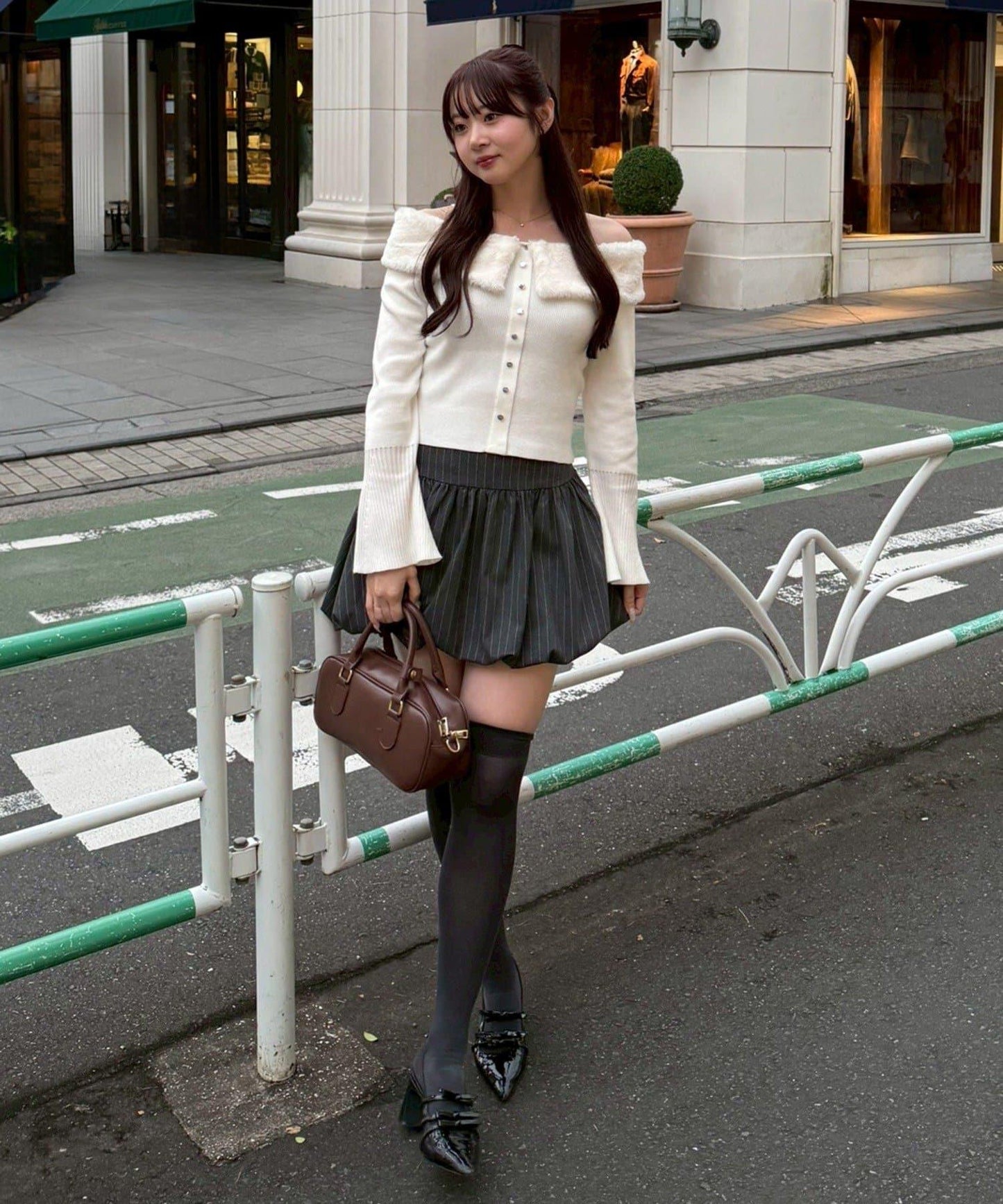 仿皮草翻領開衫