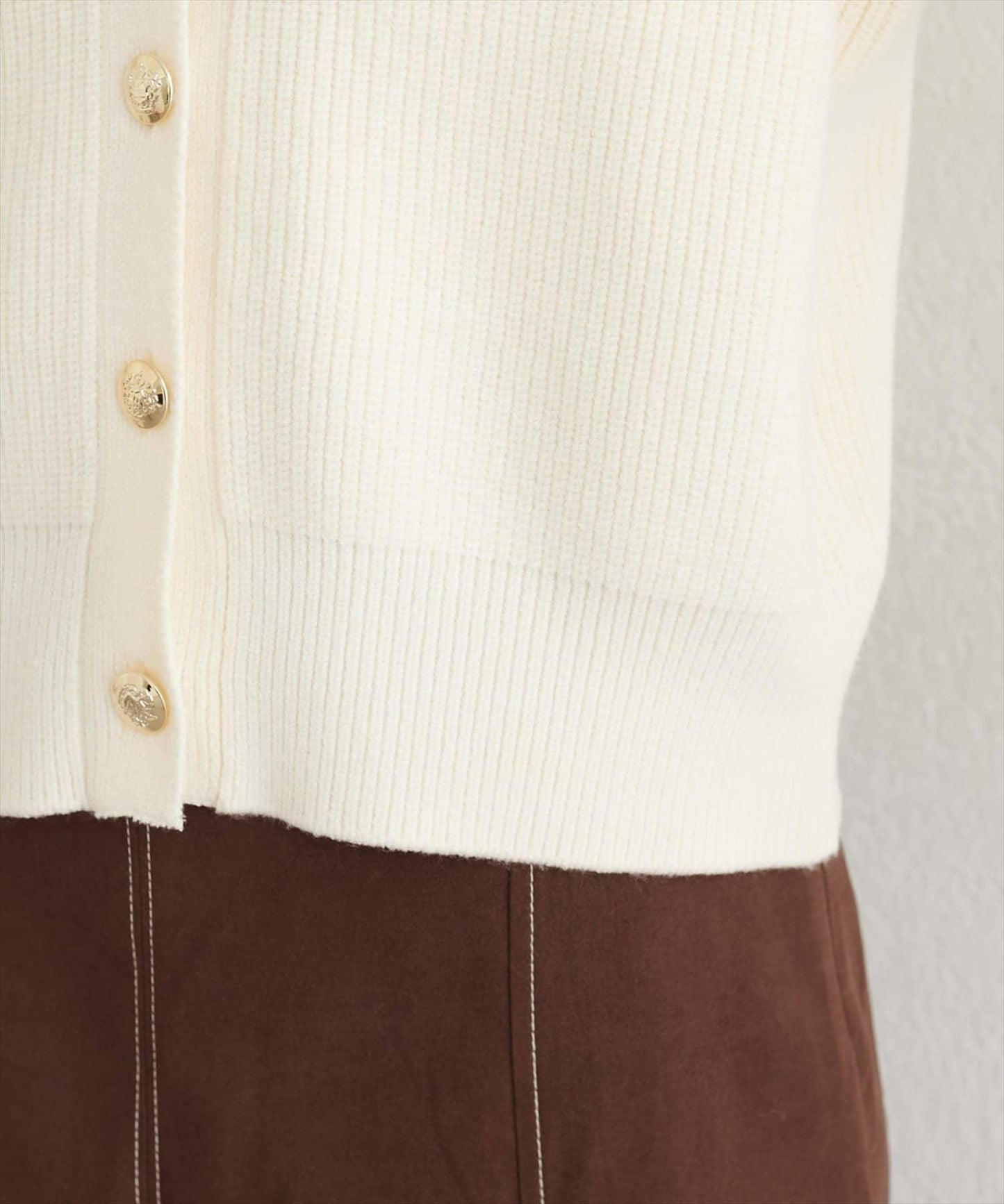 帶毛領單面羅紋針織開衫