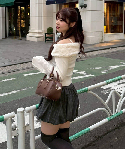 仿皮草翻領開衫