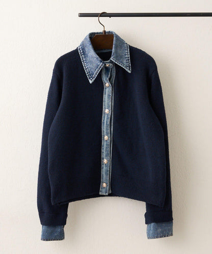 【nane】牛仔拼接開衫