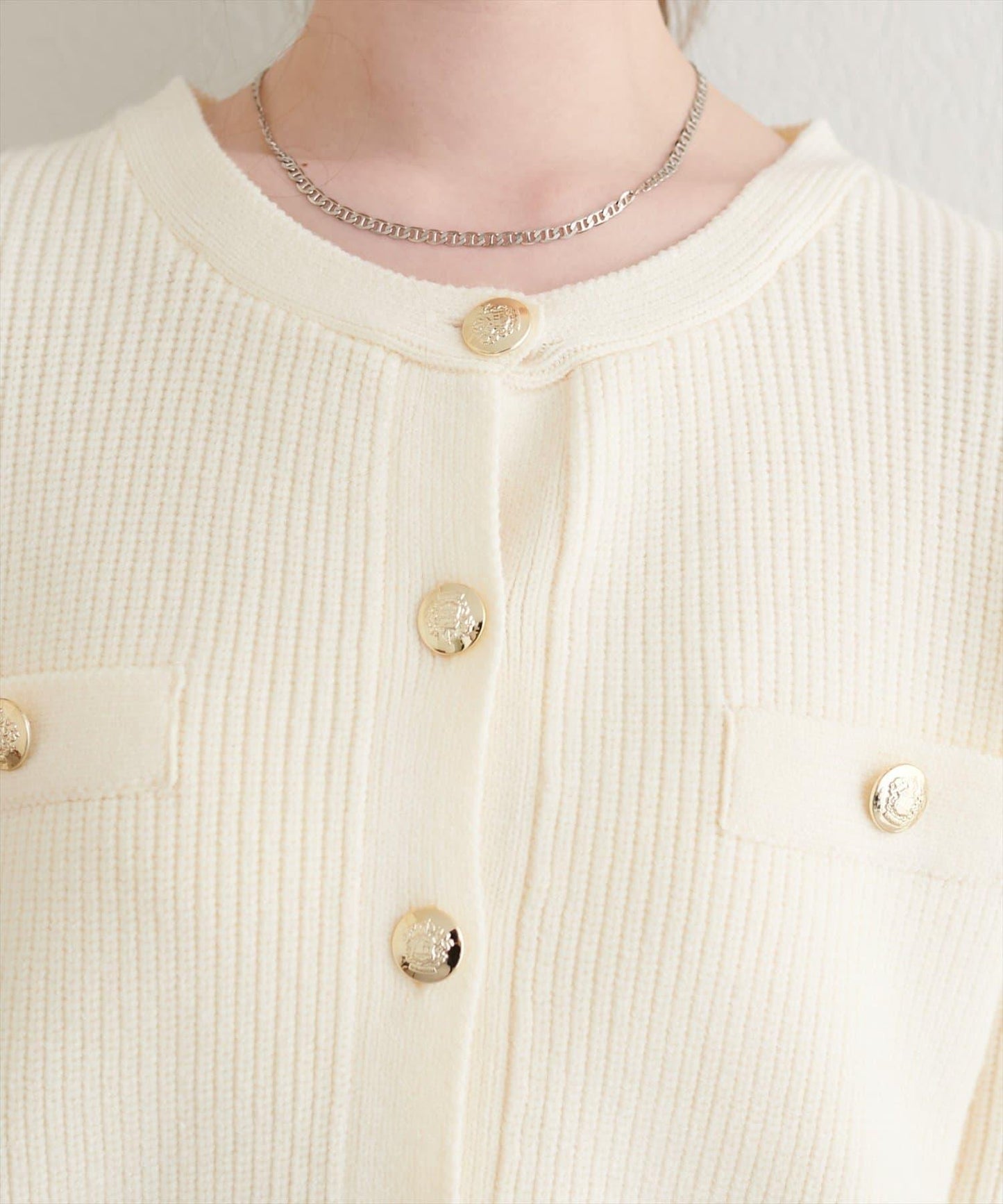 帶毛領單面羅紋針織開衫