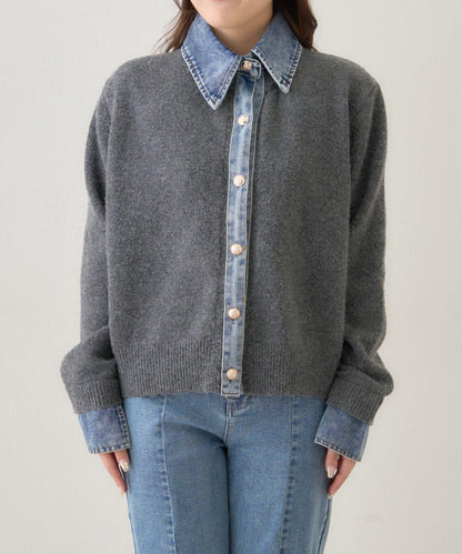 【nane】牛仔拼接開衫