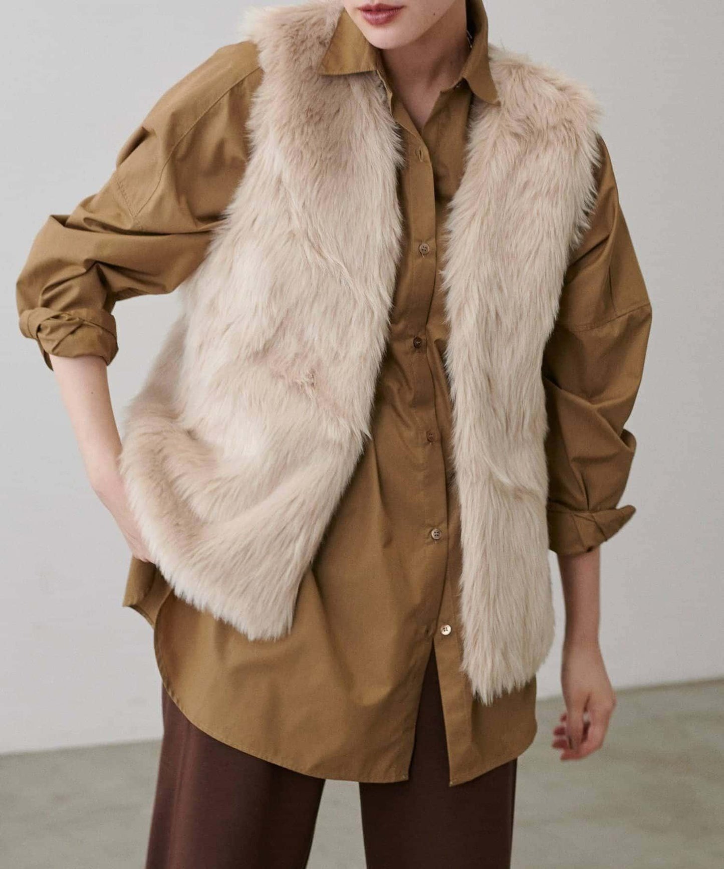 【LARUTA】長款仿皮草馬甲