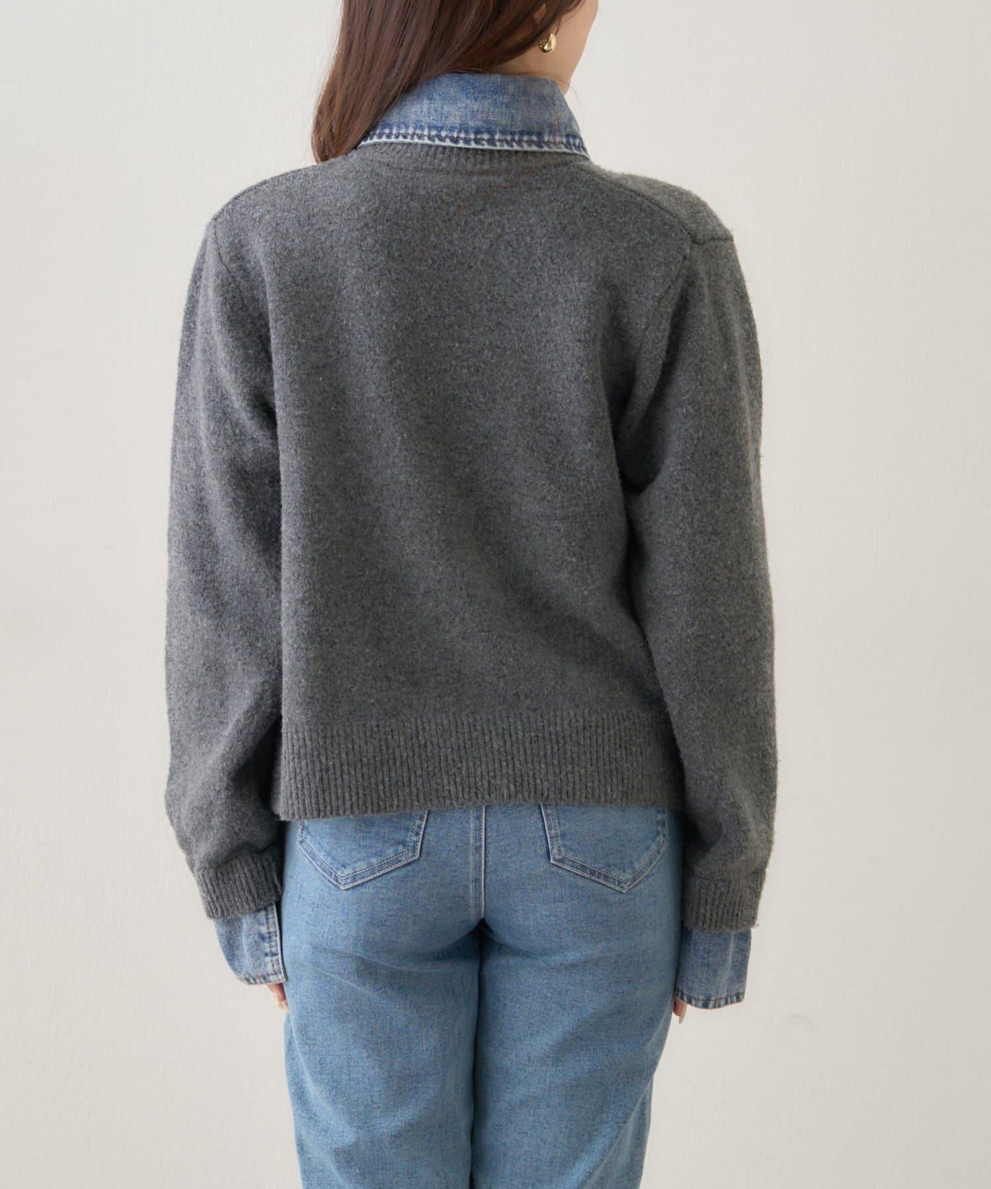 【nane】牛仔拼接開衫