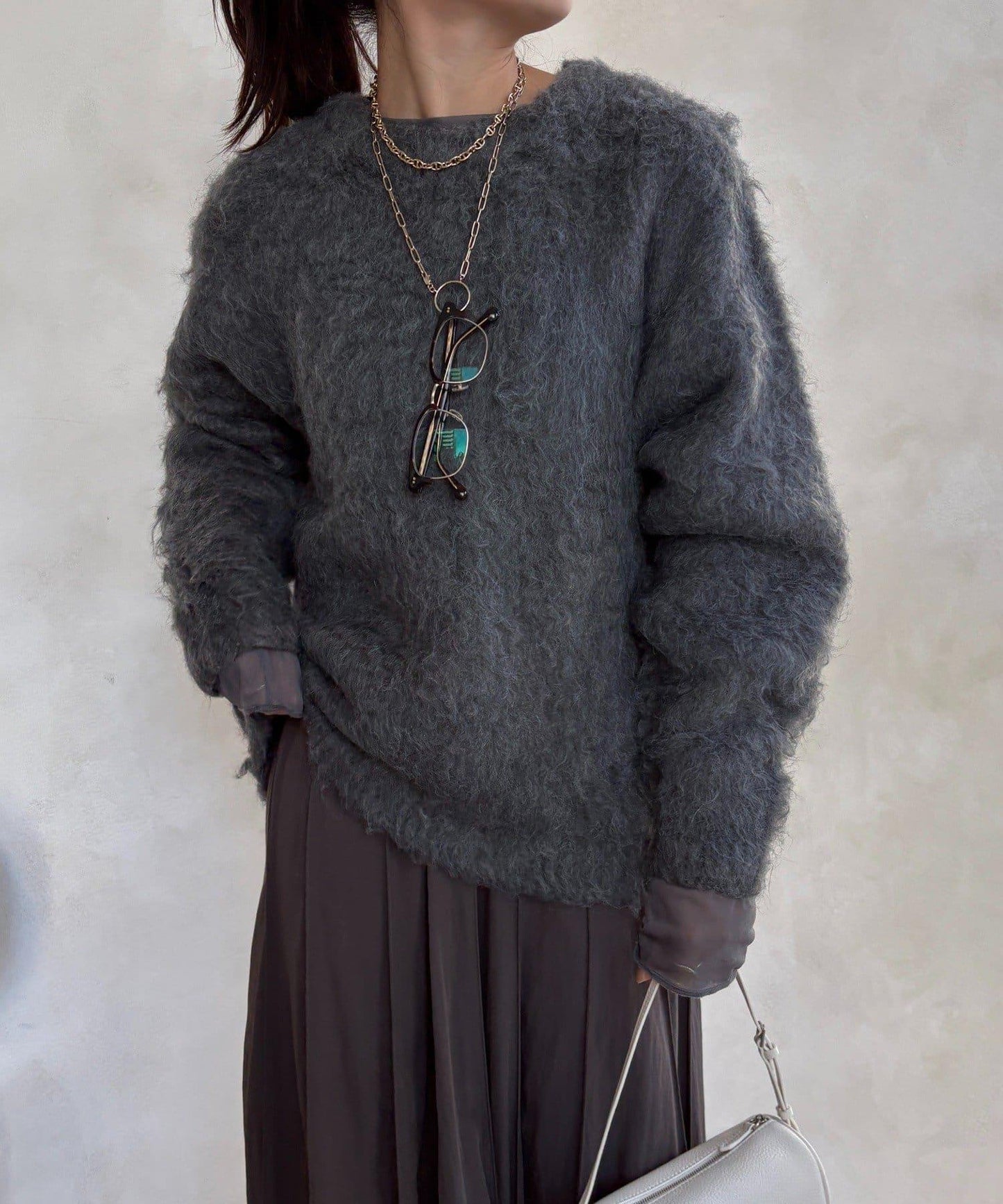 長款毛絨套頭衫