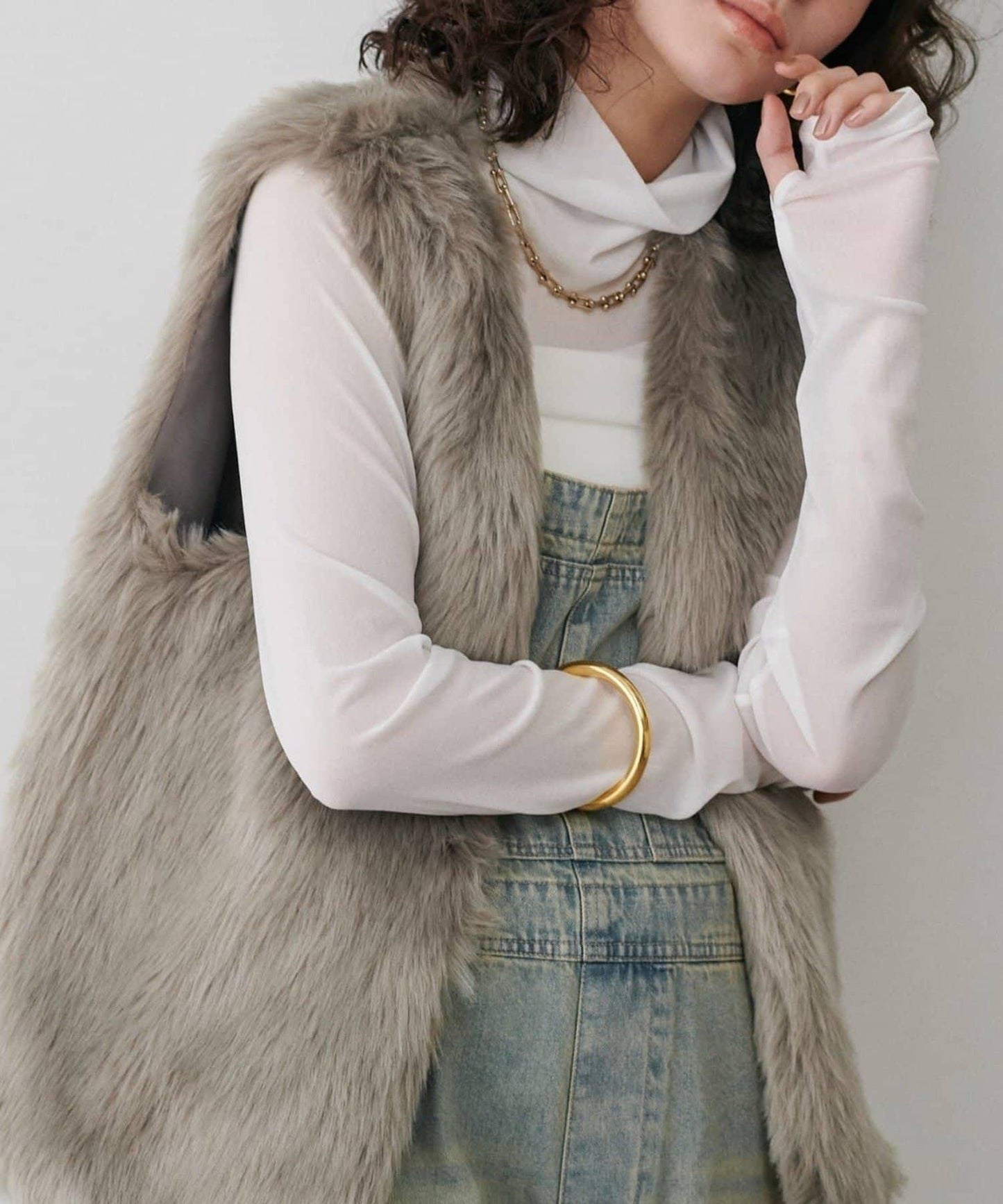 【LARUTA】長款仿皮草馬甲