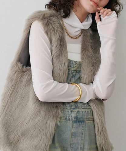 【LARUTA】長款仿皮草馬甲