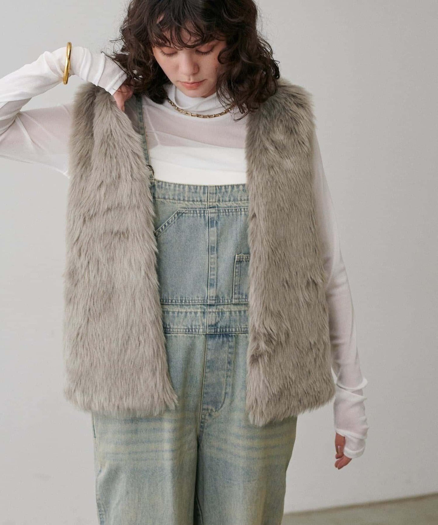 【LARUTA】長款仿皮草馬甲