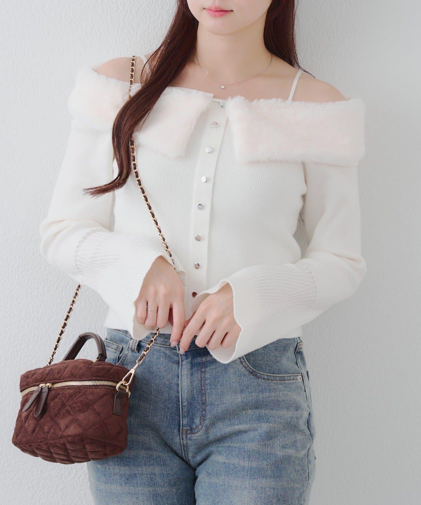 仿皮草翻領開衫