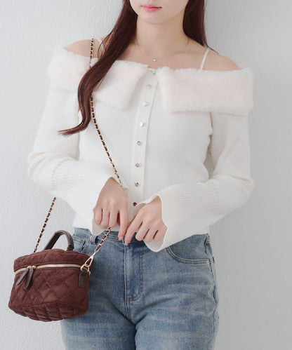 仿皮草翻領開衫