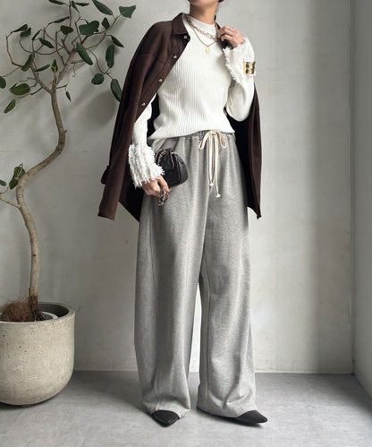 流蘇袖口羅紋針織衫