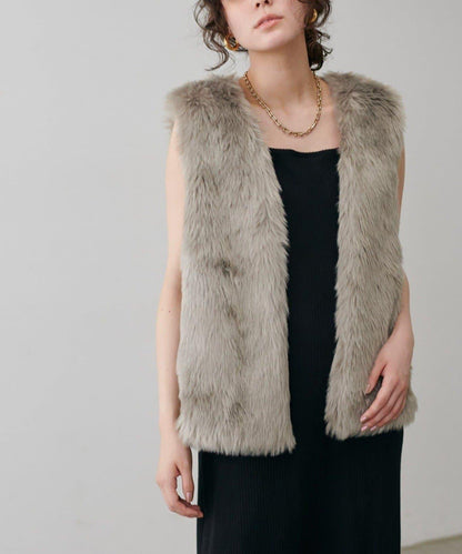 【LARUTA】長款仿皮草馬甲