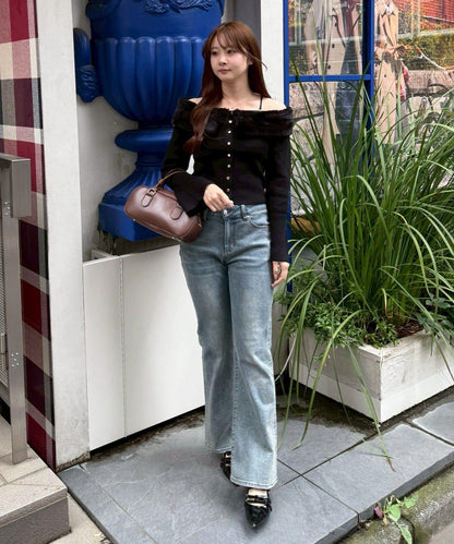 仿皮草翻領開衫