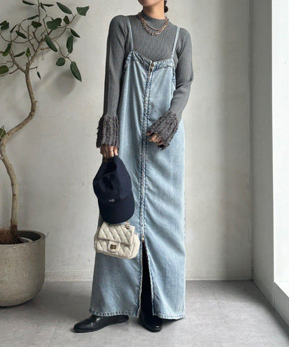 流蘇袖口羅紋針織衫