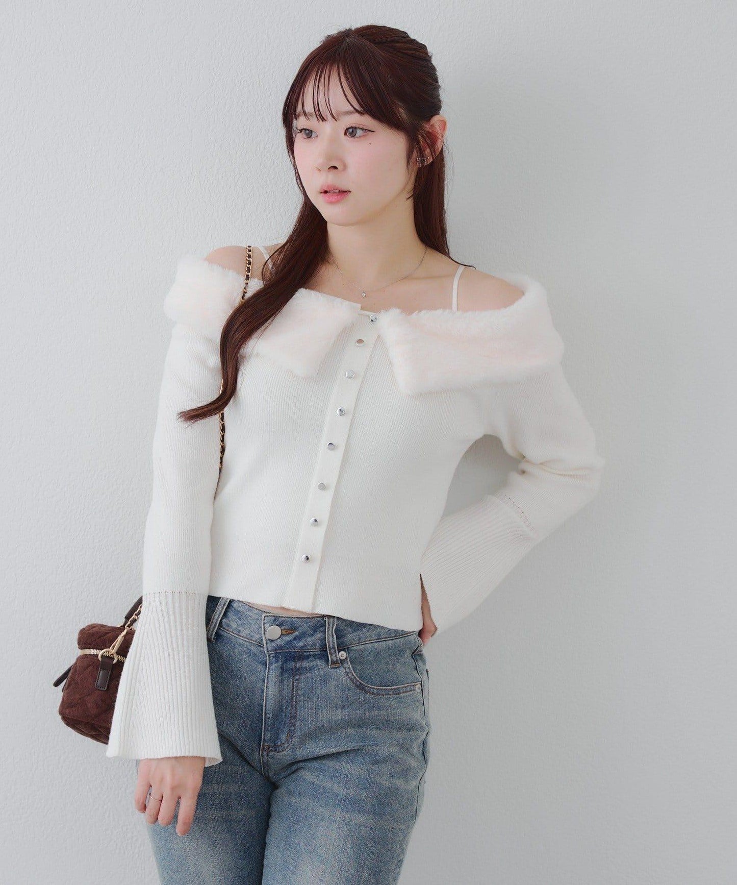 仿皮草翻領開衫