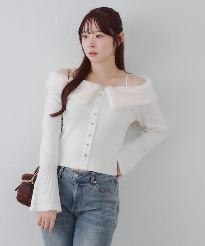 仿皮草翻領開衫