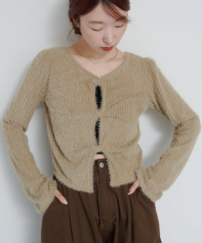 毛邊扭結套頭衫